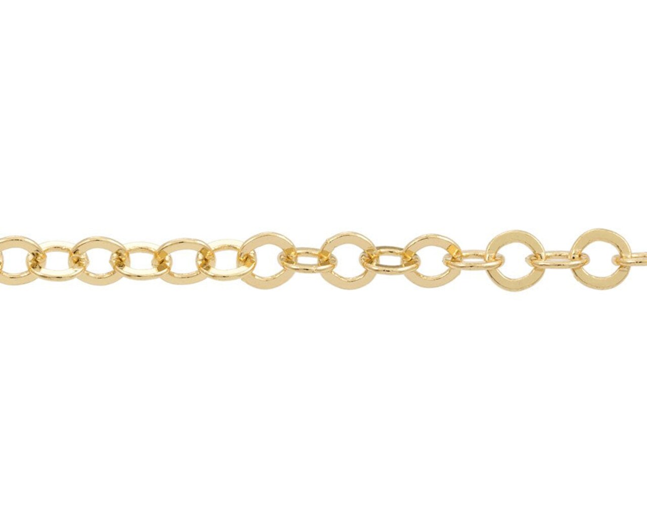 Smooth Flat Cable Chain 6.4mm Gold Plated (Priced per Foot) -